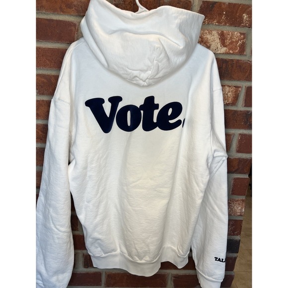 Vote Talentless Hoodie Sweatshirt White Blue Logo Size L - Picture 4 of 9